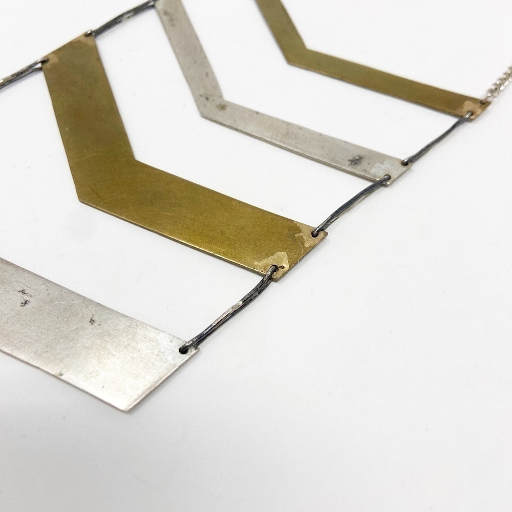 Chevron Arrow Stack Gold Silver Statement Necklace - image 8